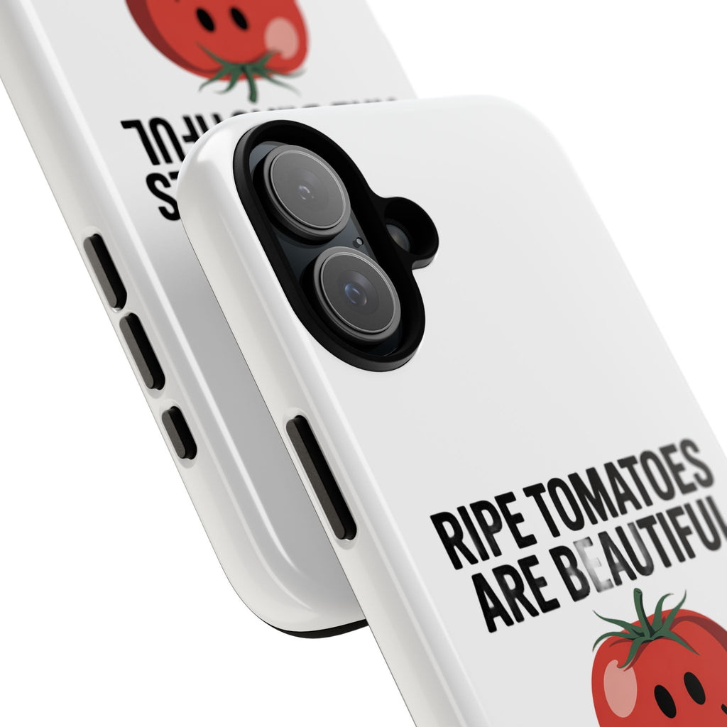Phone Case — "Ripe Tomatoes Are Beautiful" Audrey Hepburn Quote with Smiling Tomato Graphic