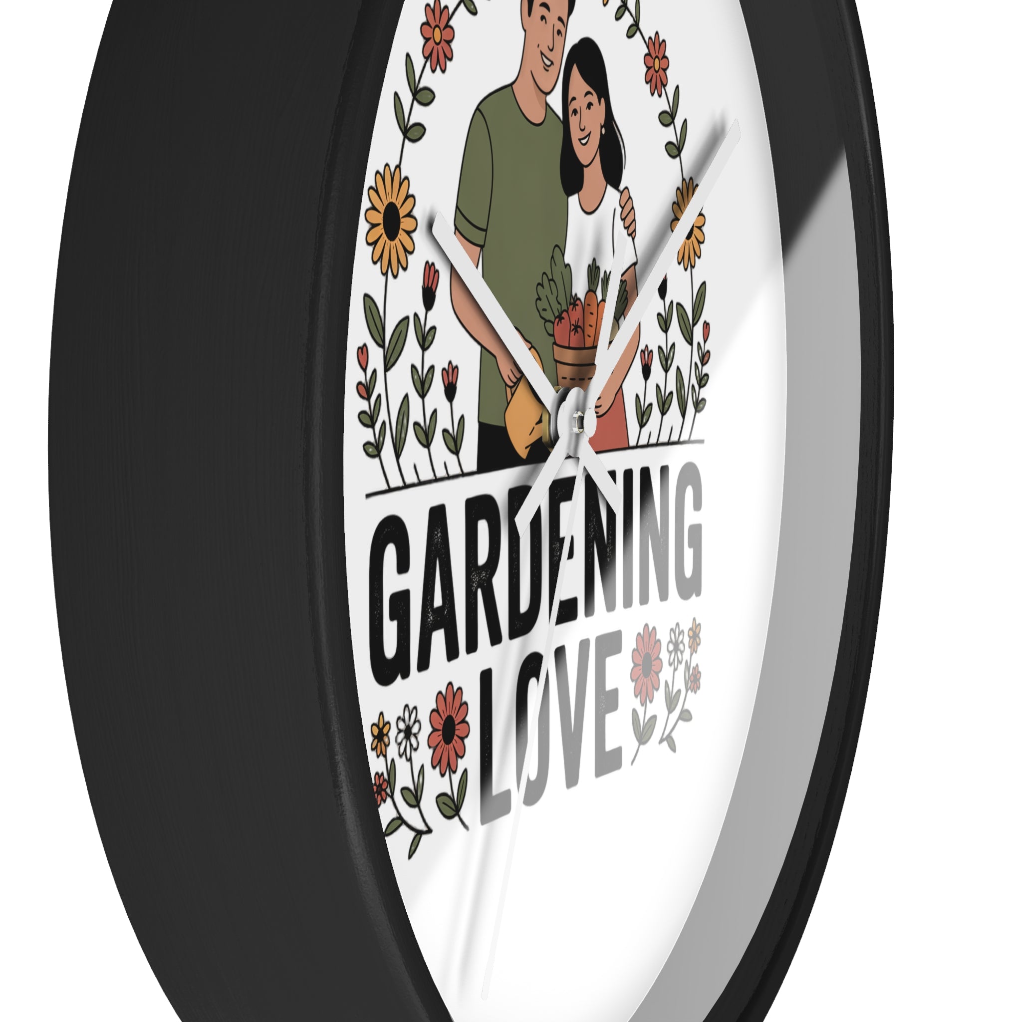 Gardening Love Wall Clock — Couple Floral Garden Decor