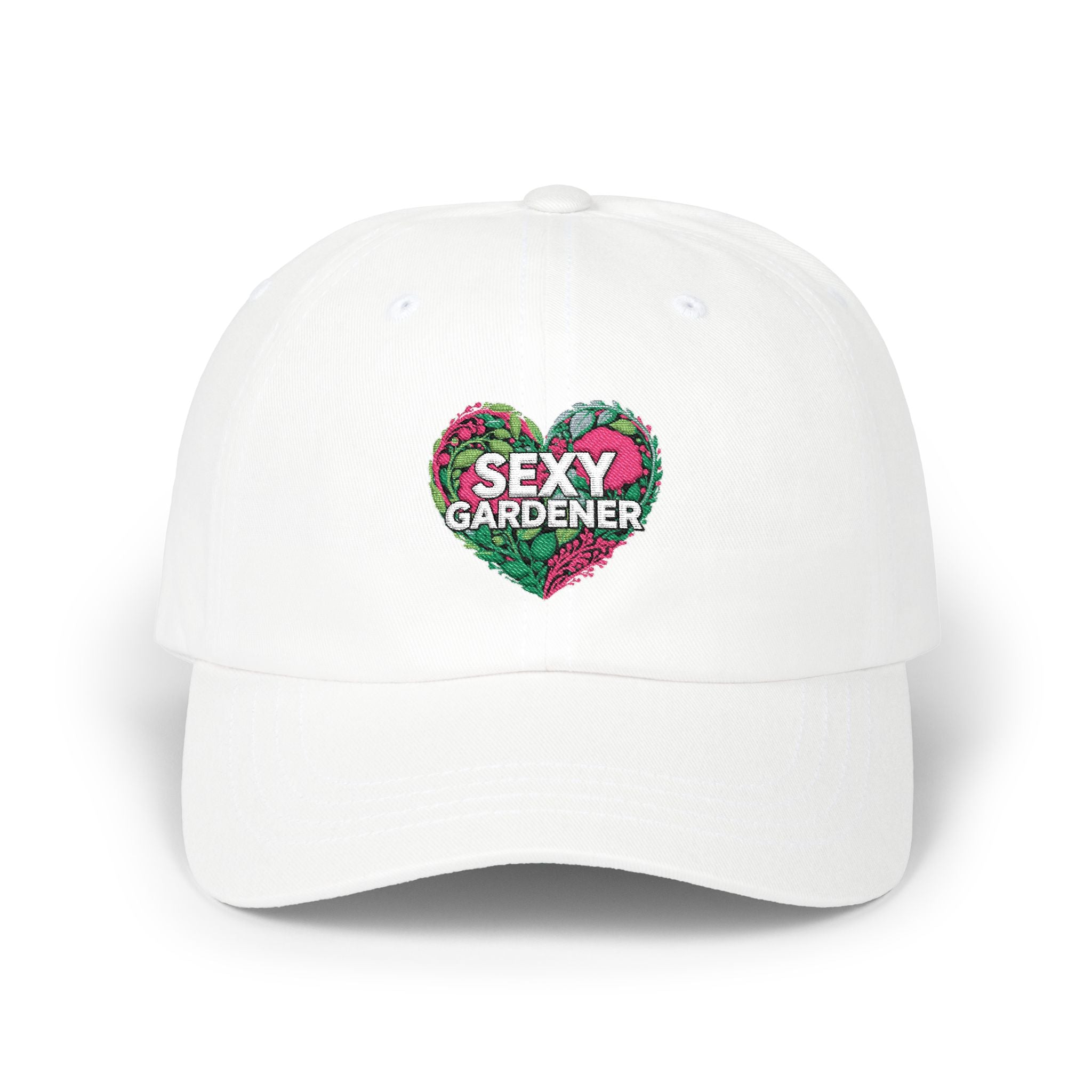 Classic Dad Cap — "Sexy Gardener" Floral Heart Embroidered Hat