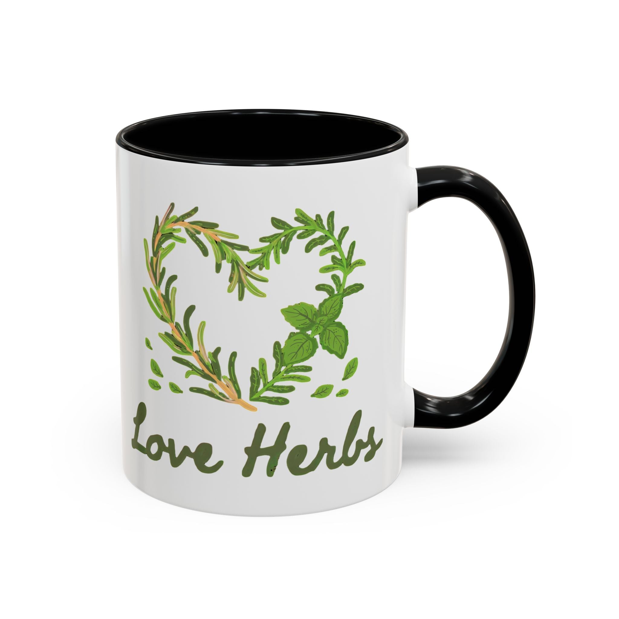 Herb Heart Accent Coffee Mug – “Love Herbs” Botanical Tea & Coffee Cup