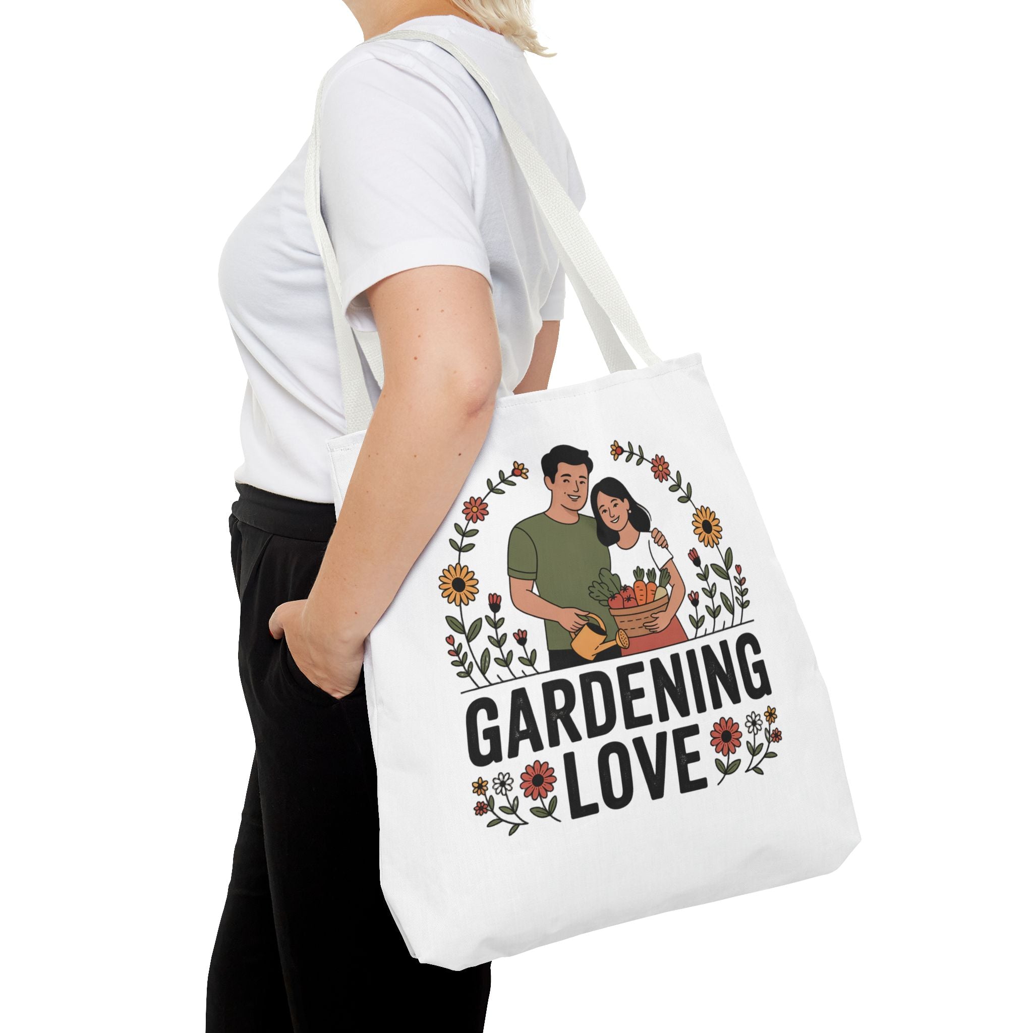 Gardening Love Tote Bag — Floral Couples Gardeners Market Bag