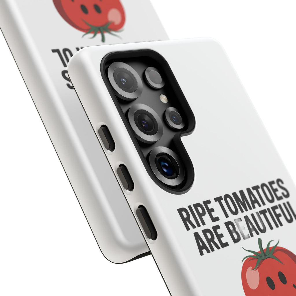 Phone Case — "Ripe Tomatoes Are Beautiful" Audrey Hepburn Quote with Smiling Tomato Graphic