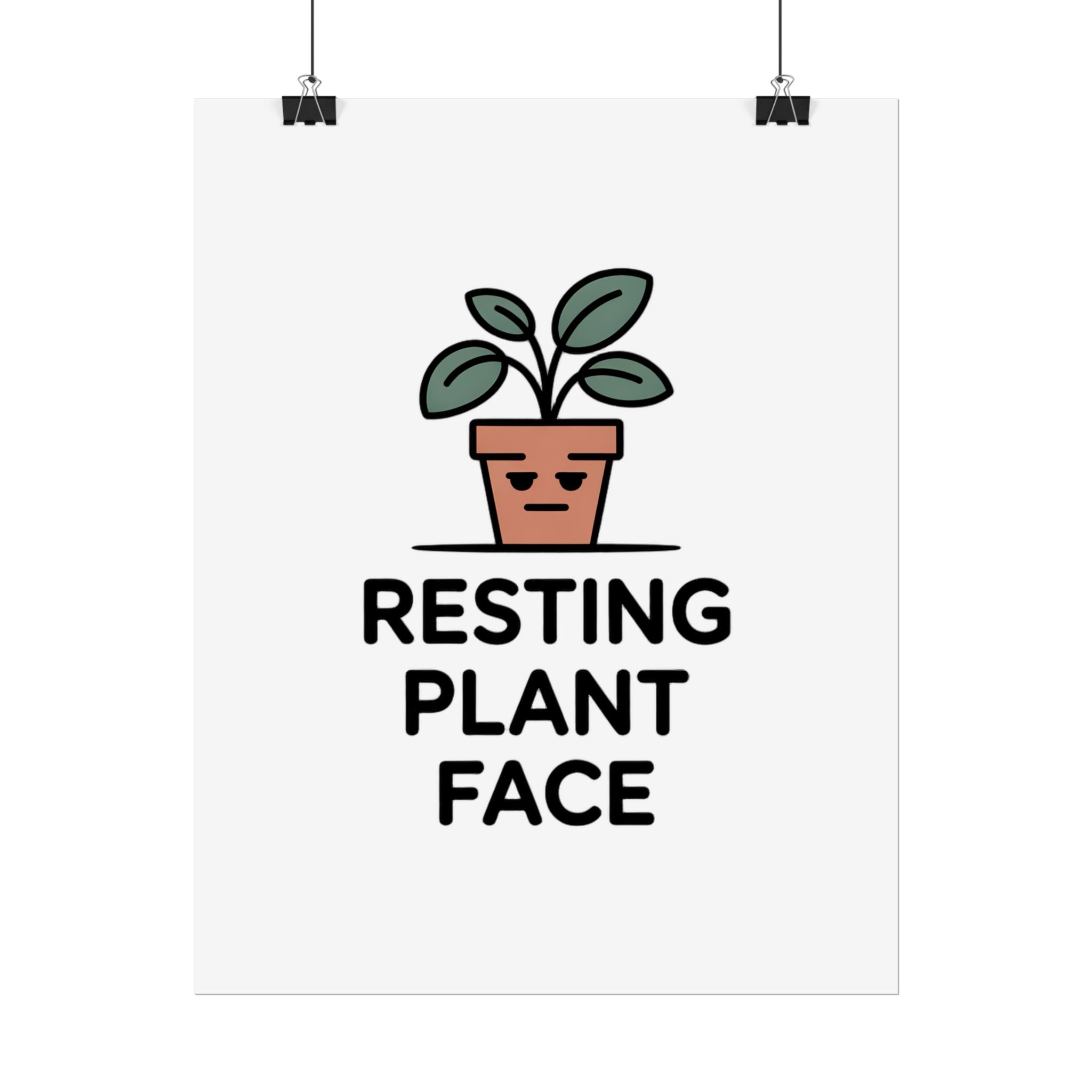 Rolled Poster — "Resting Plant Face" Minimalist Plant Pun Wall Art