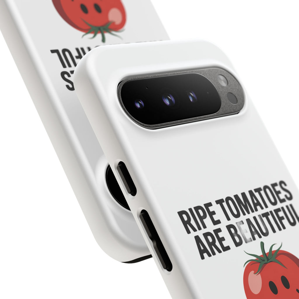 Phone Case — "Ripe Tomatoes Are Beautiful" Audrey Hepburn Quote with Smiling Tomato Graphic