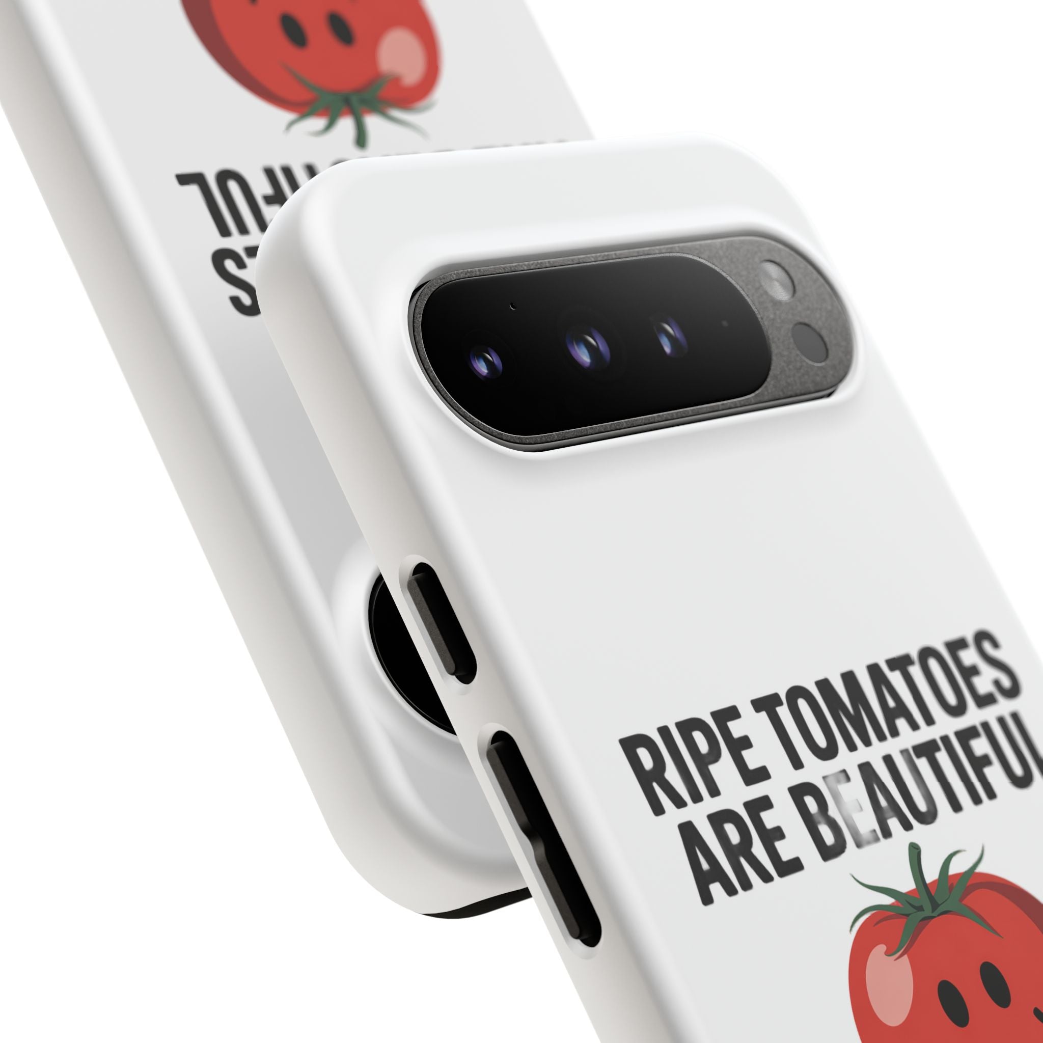 Phone Case — "Ripe Tomatoes Are Beautiful" Audrey Hepburn Quote with Smiling Tomato Graphic