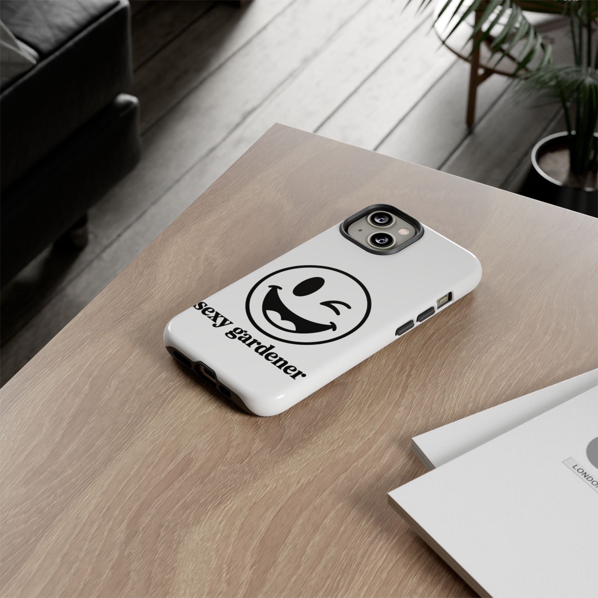 Phone Case — Winking Smiley “sexy gardener” Graphic