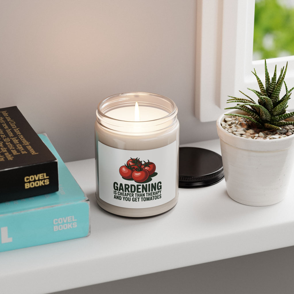 Gardening Is Cheaper Than Therapy Soy Candle — 9 oz Tomato Scented Jar