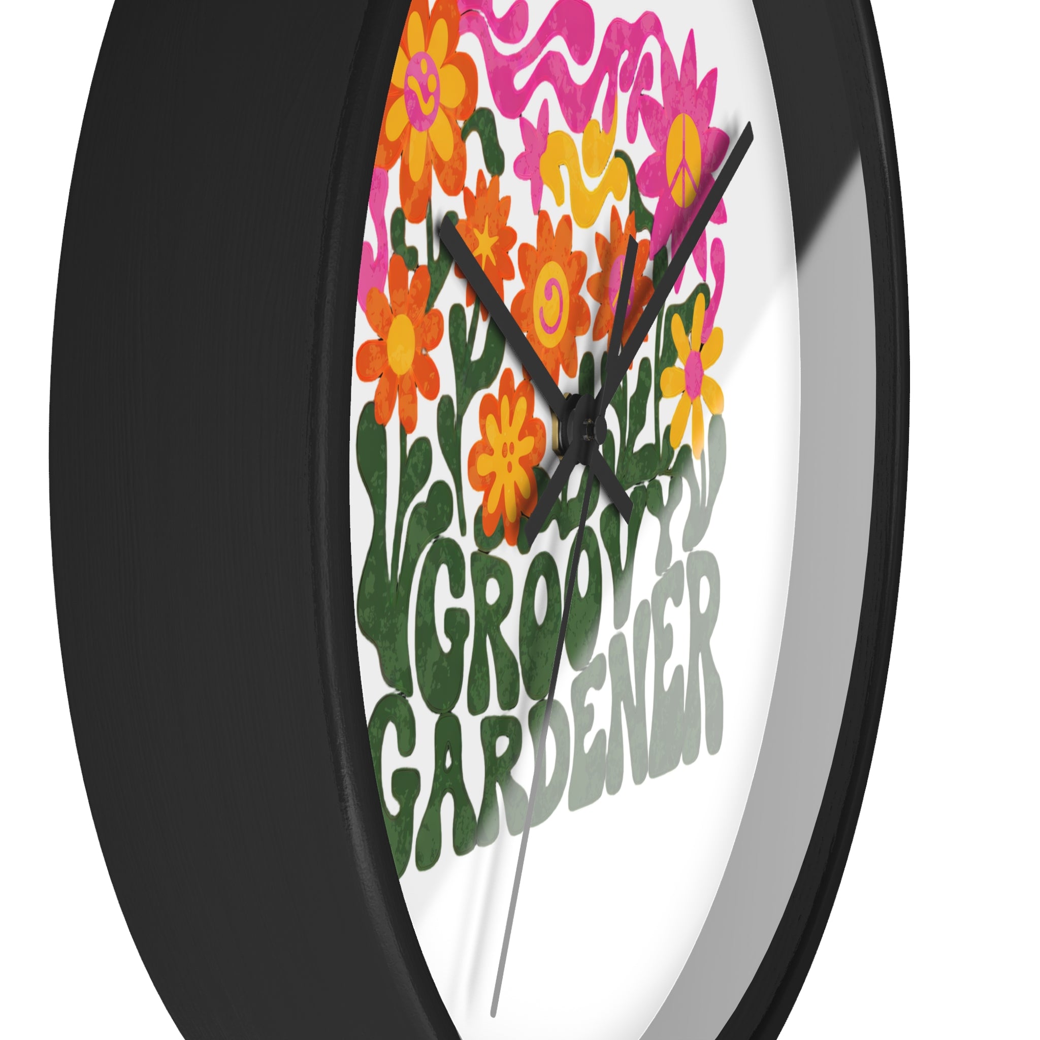 Groovy Gardener Wall Clock — Retro Floral Garden Decor