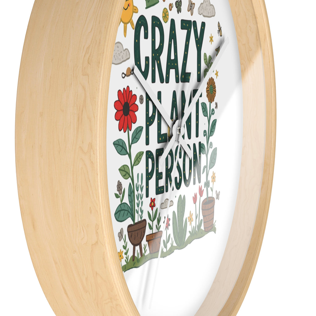 Crazy Plant Person Wall Clock — Botanical Decor Clock for Plant Lovers