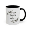Thyme to Relax Accent Coffee Mug — Herbal Tea & Coffee Cup, Floral Kitchen Gift