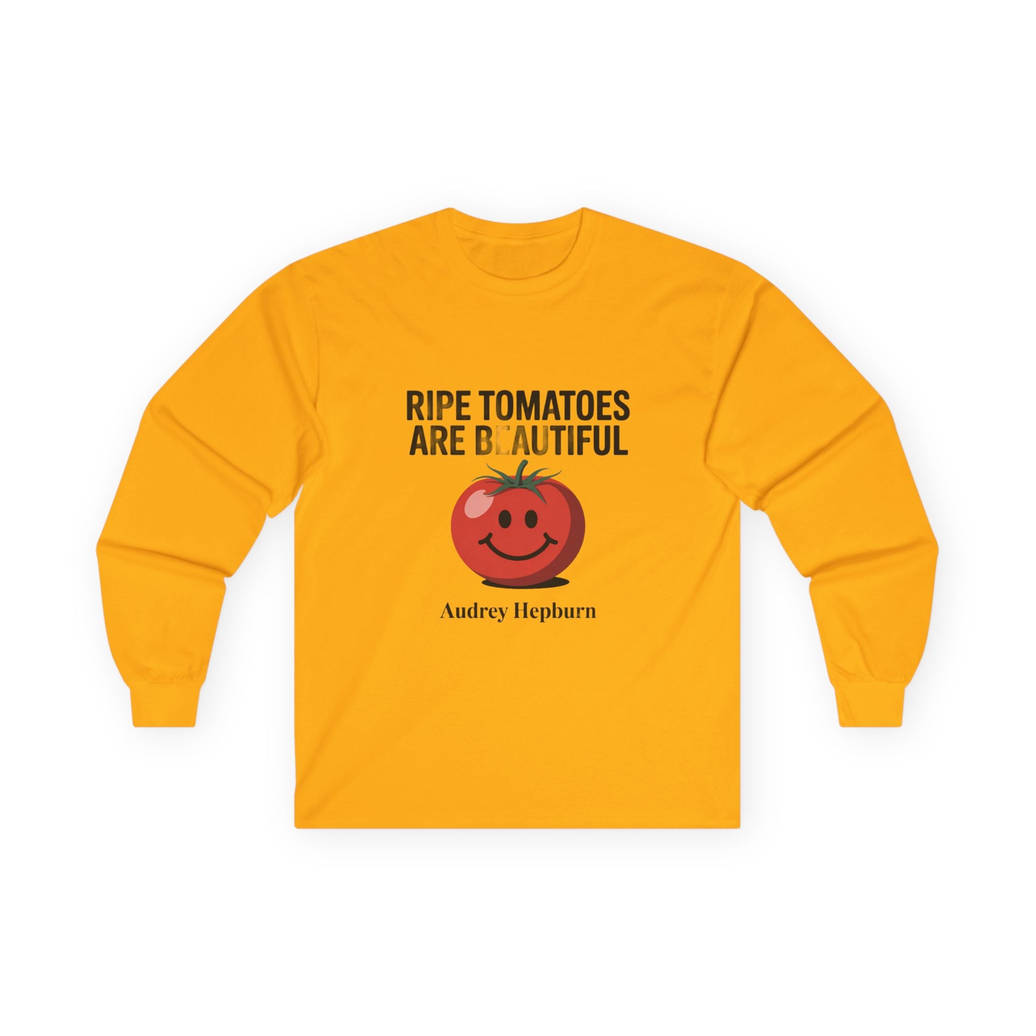 Ripe Tomatoes Are Beautiful Long Sleeve Tee — Audrey Hepburn Quote & Cute Tomato Graphic