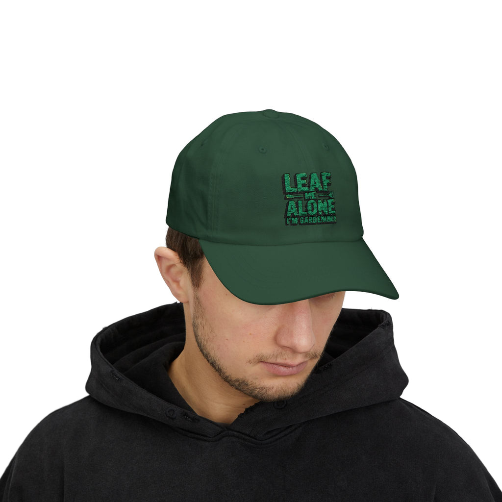 Dad Cap – "Leaf Me Alone" Gardening Hat (Funny Plant Lover Embroidered Cap)