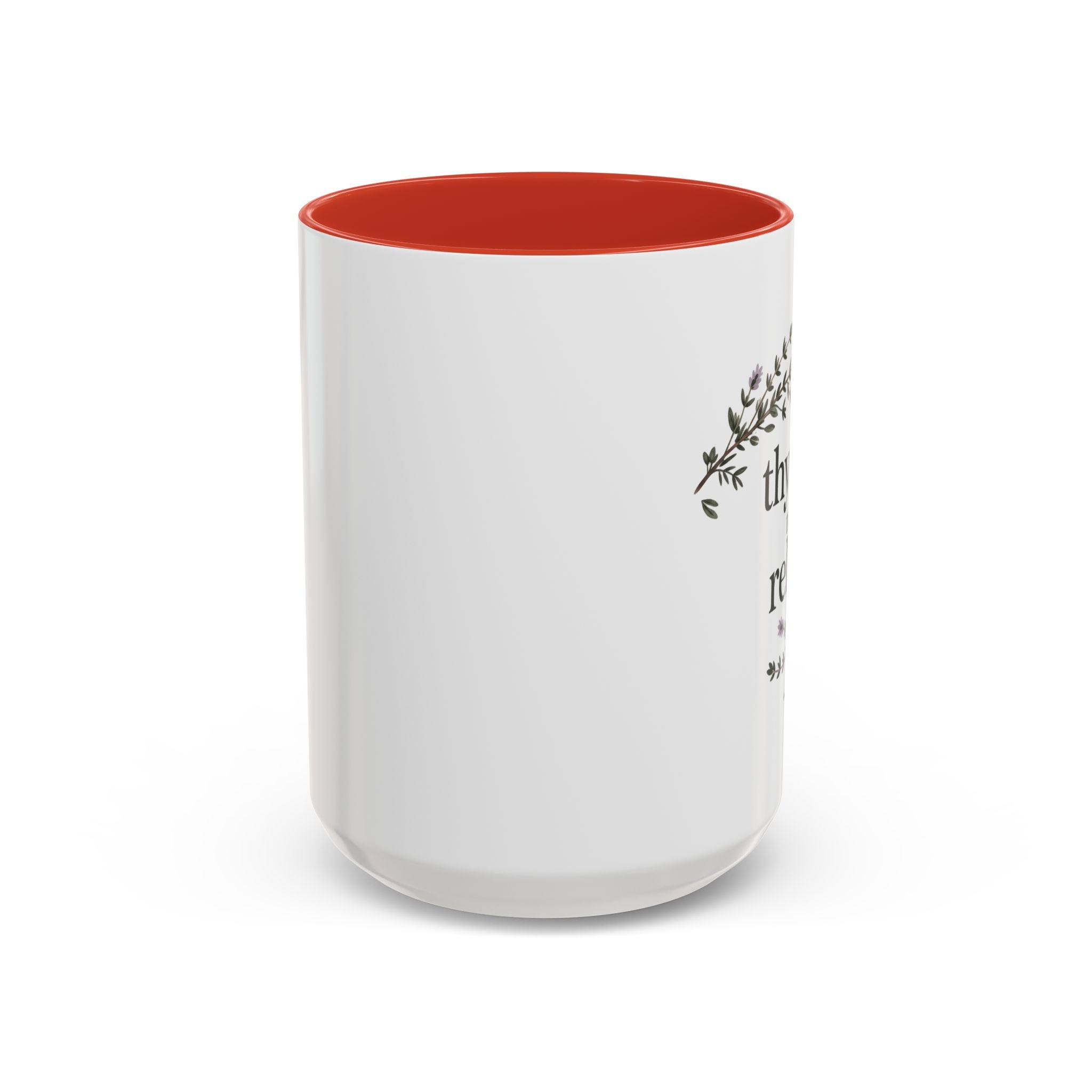 Thyme to Relax Accent Coffee Mug — Herbal Tea & Coffee Cup, Floral Kitchen Gift