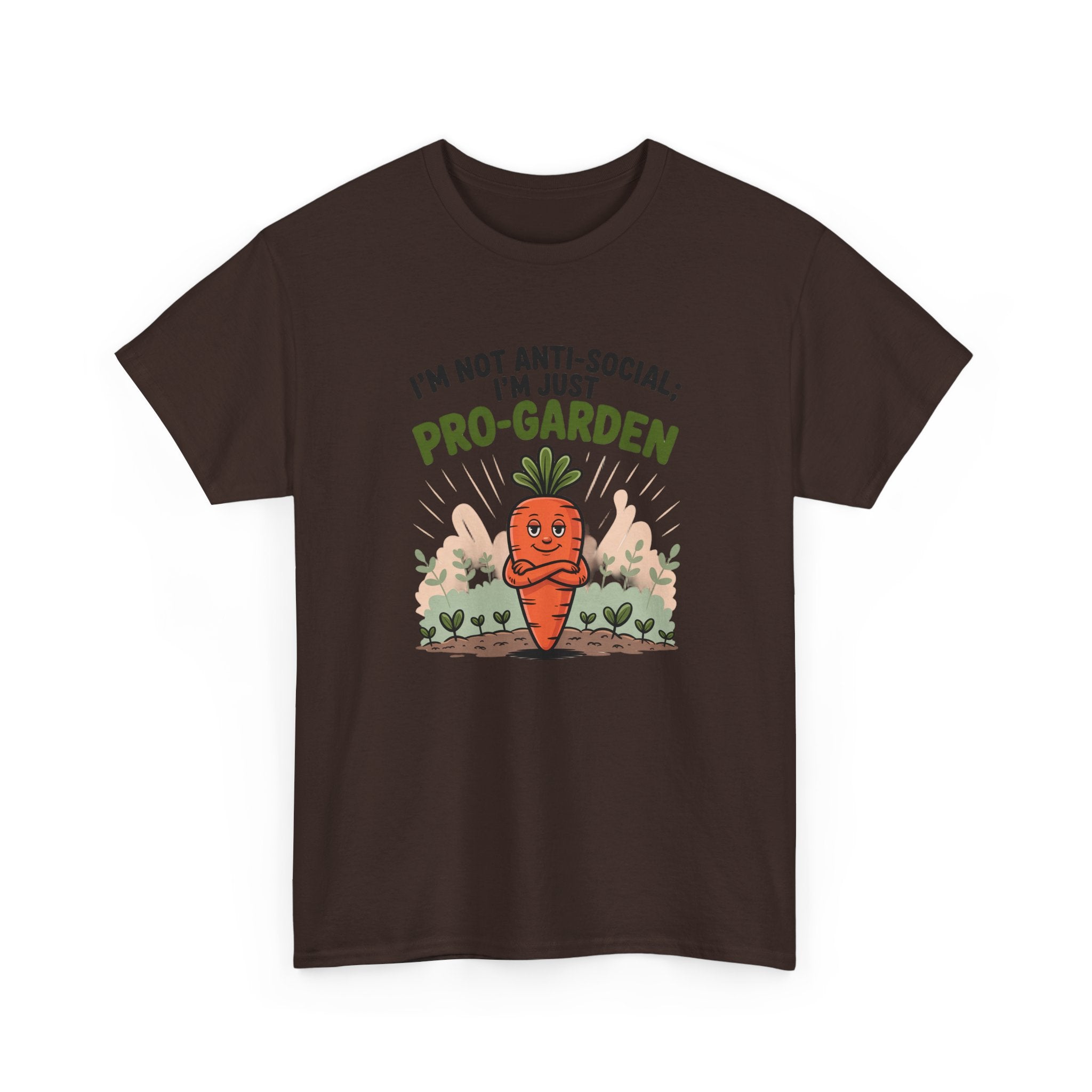 Garden Lover T‑Shirt — "I’m Not Anti-Social, I’m Just Pro-Garden" Cute Carrot Tee