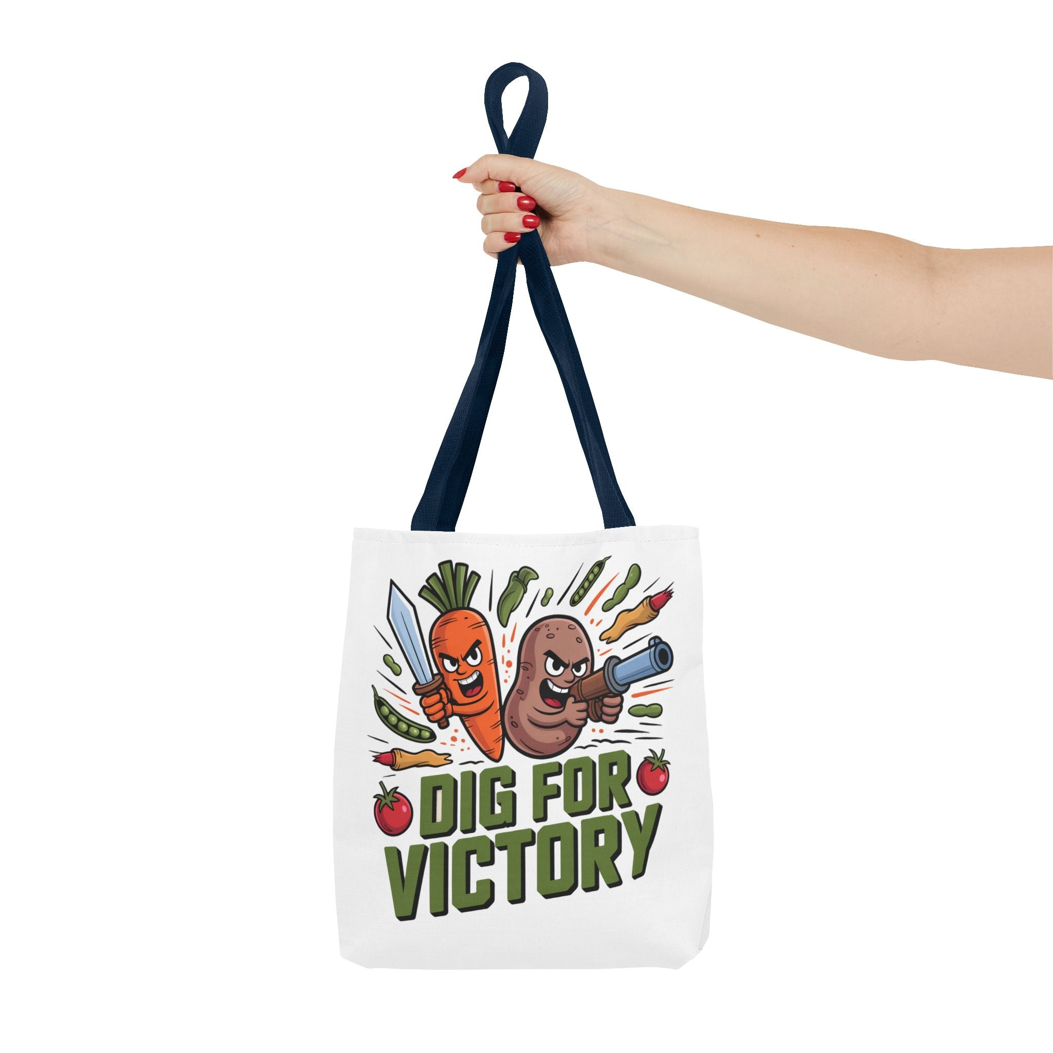 Tote Bag — "Dig for Victory" Garden Veggie Tote (Cute Carrot & Potato Illustration)