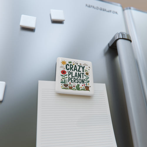 Crazy Plant Person Porcelain Magnet — Cute Floral Plant Lover Gift
