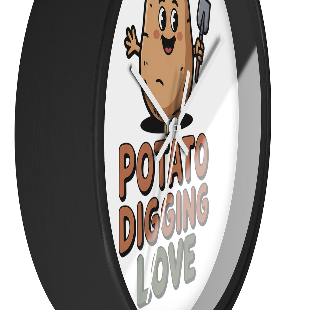 Potato Digging Love Wall Clock — Cute Gardener Kitchen Decor