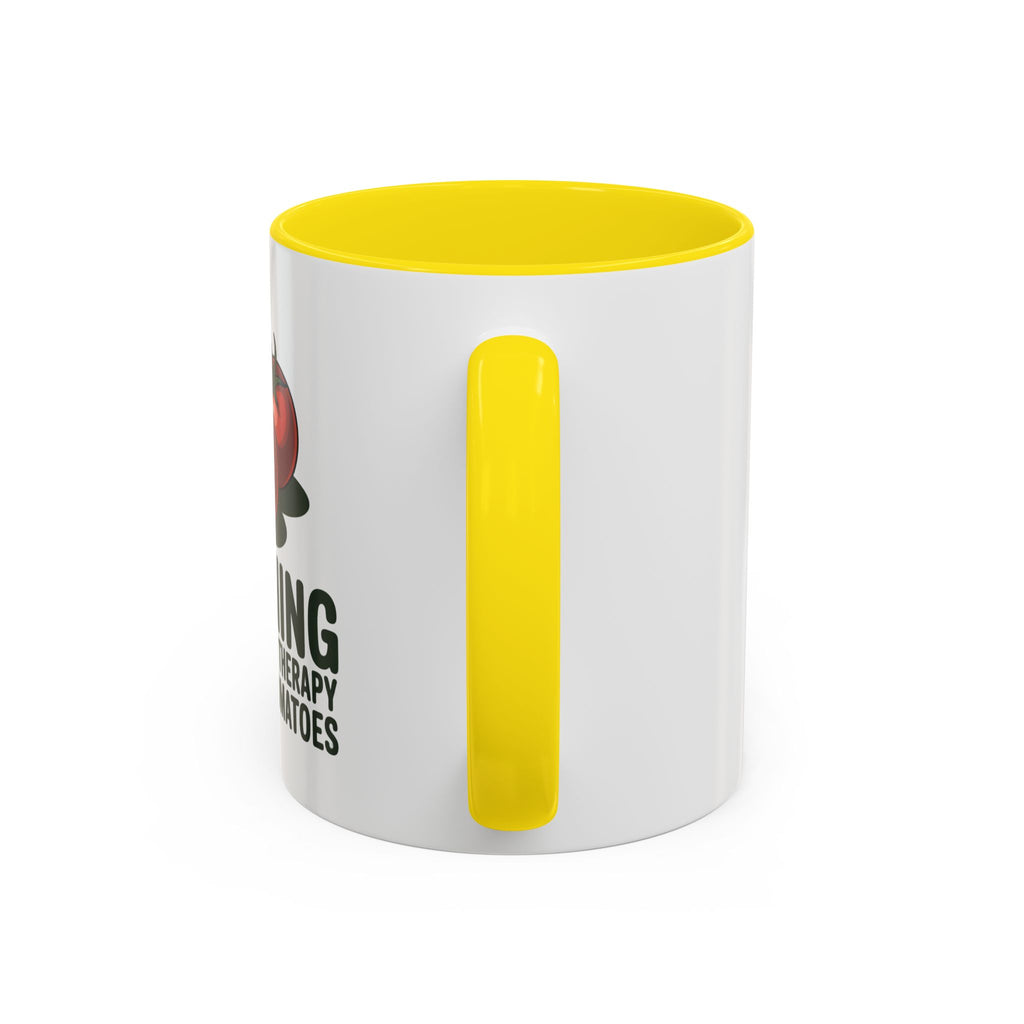 Gardening Coffee Mug – “Gardening Is Cheaper Than Therapy and You Get Tomatoes” Accent Mug