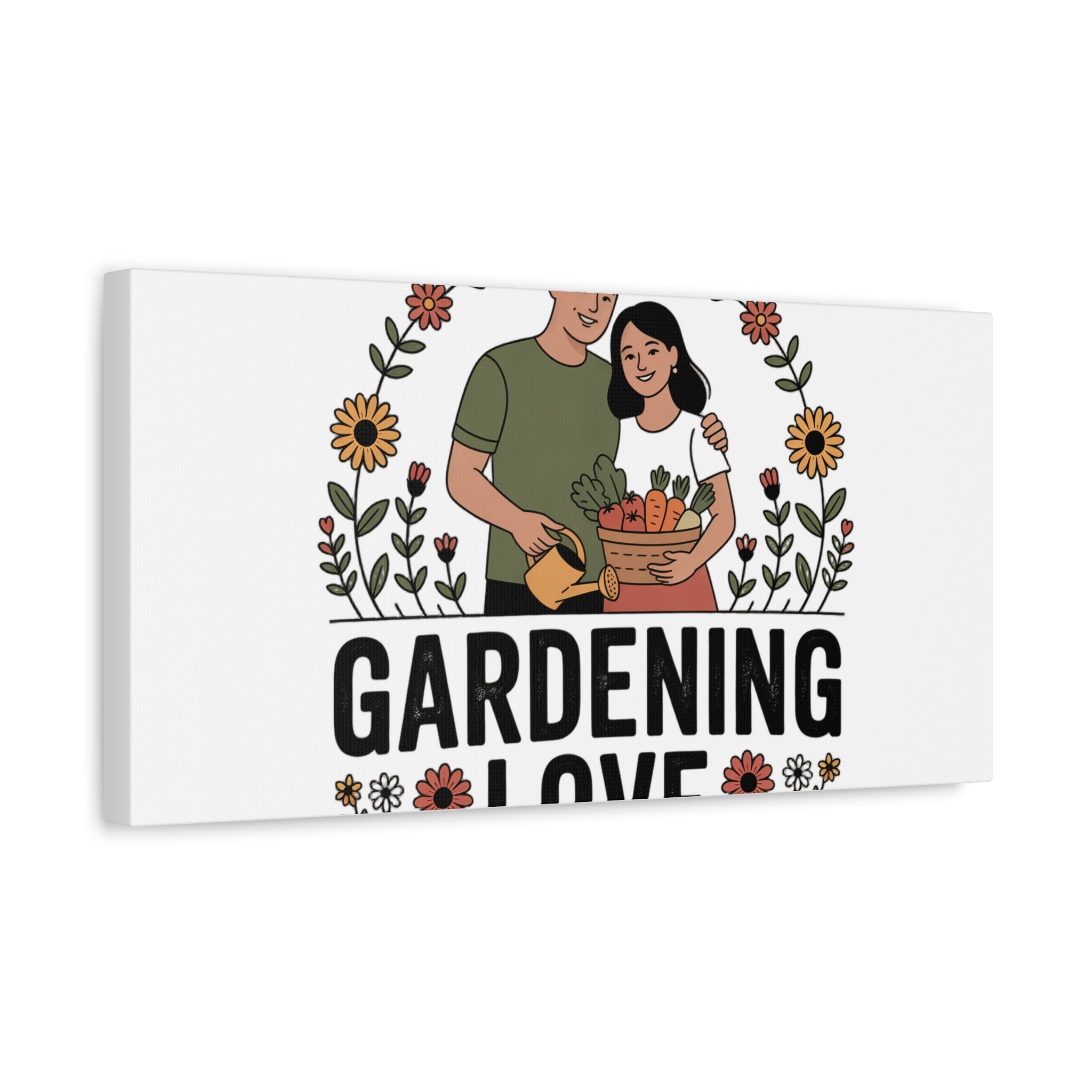 Gardening Love Canvas Print — Couple Gardening Wall Art