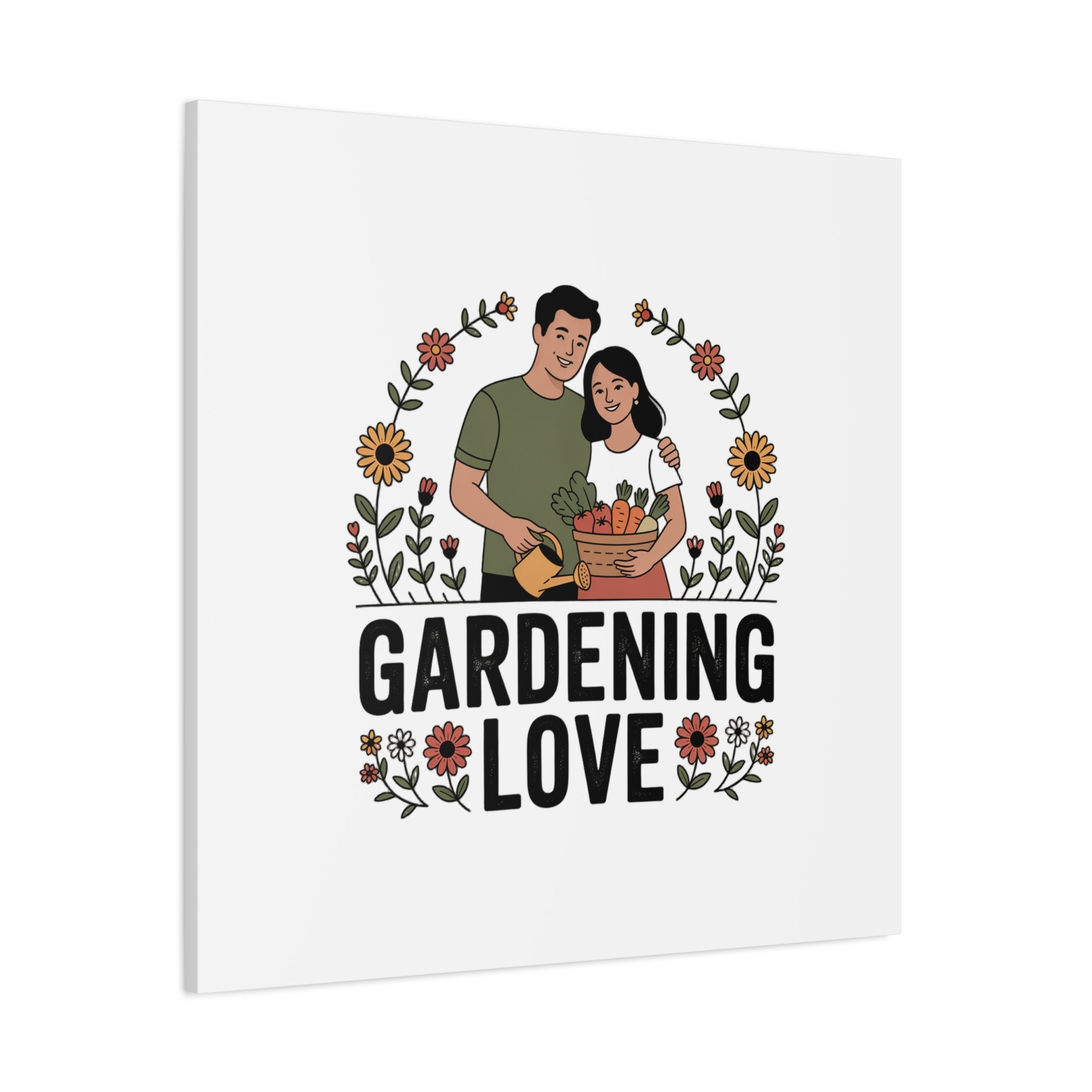 Gardening Love Canvas Print — Couple Gardening Wall Art