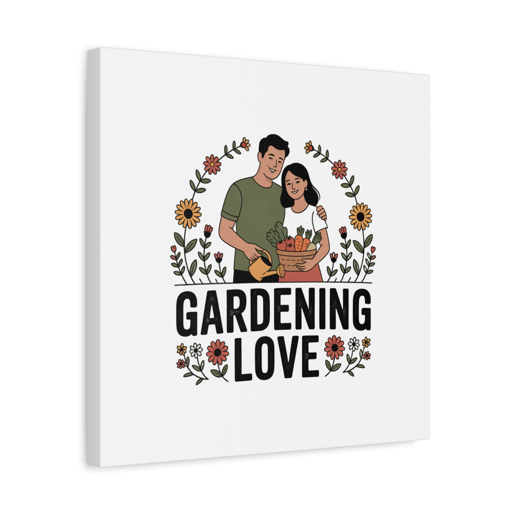 Gardening Love Canvas Print — Couple Gardening Wall Art