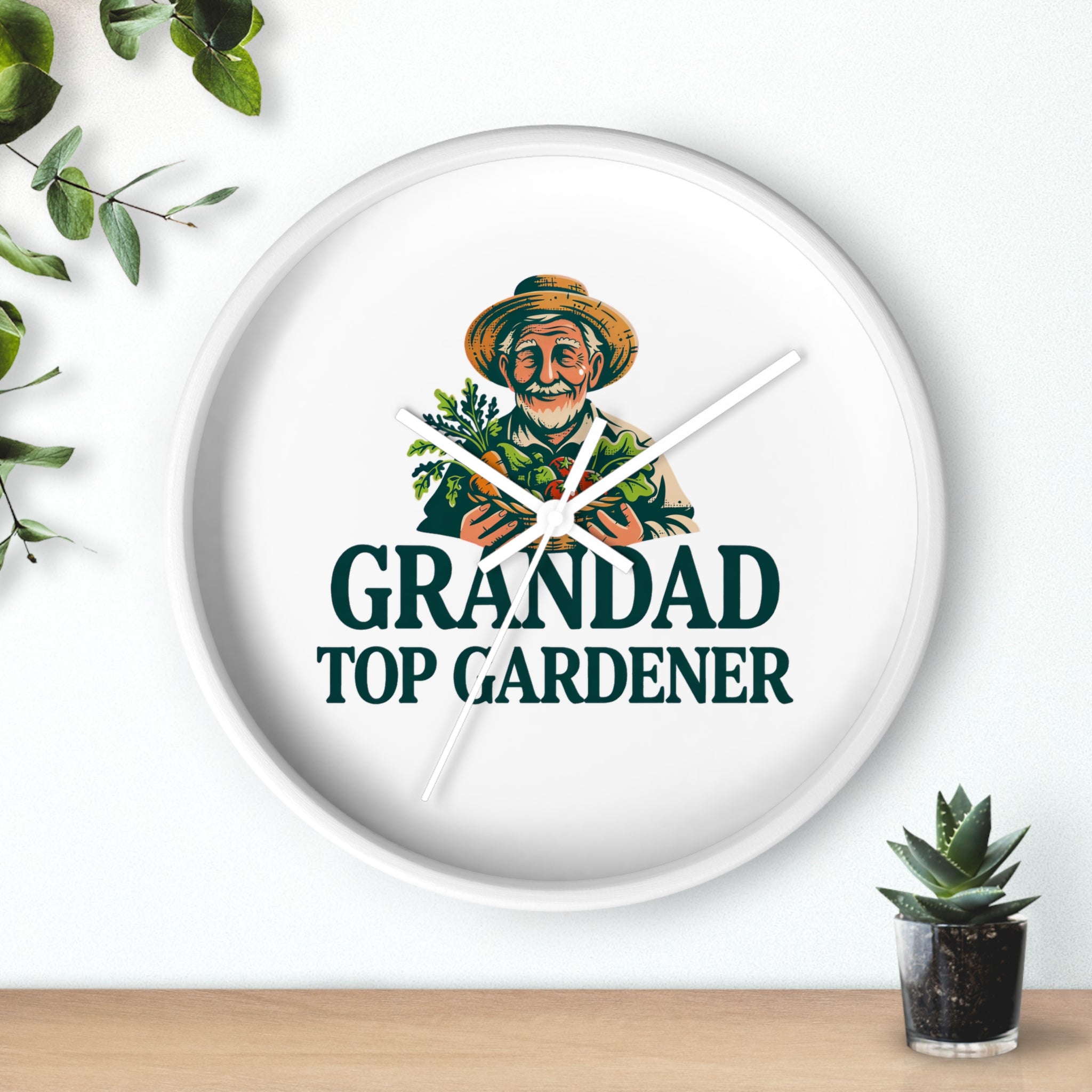 Grandad Top Gardener Wall Clock — Gift for Grandpa, Gardening Lover Decor