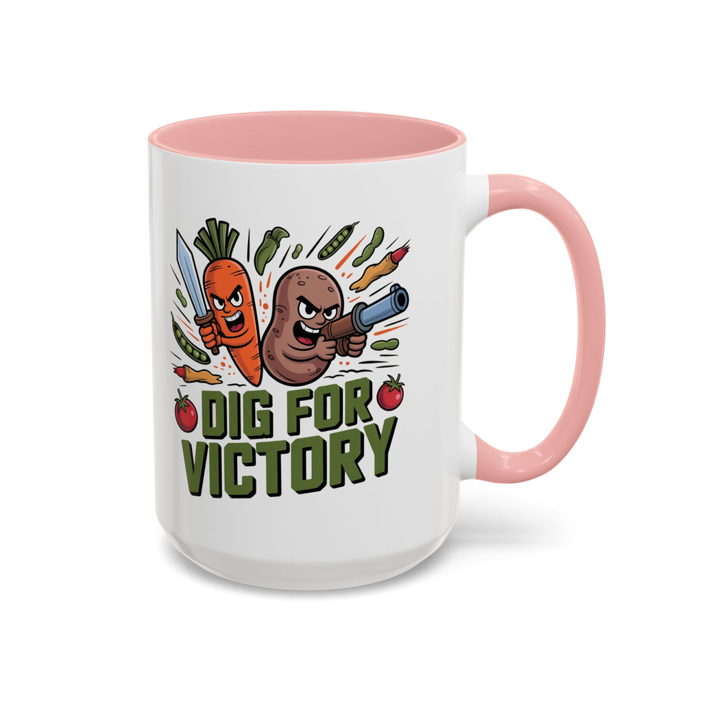 Dig For Victory Coffee Mug — Garden Veggie Cartoon Accent Mug (11/15oz)