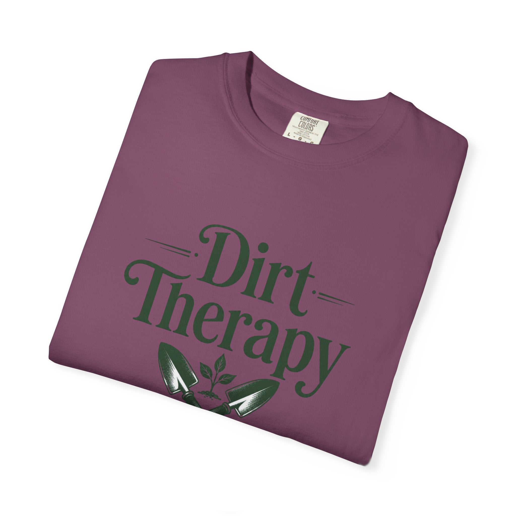 Dirt Therapy Garden T-Shirt — Gardener Shovel Floral Tee