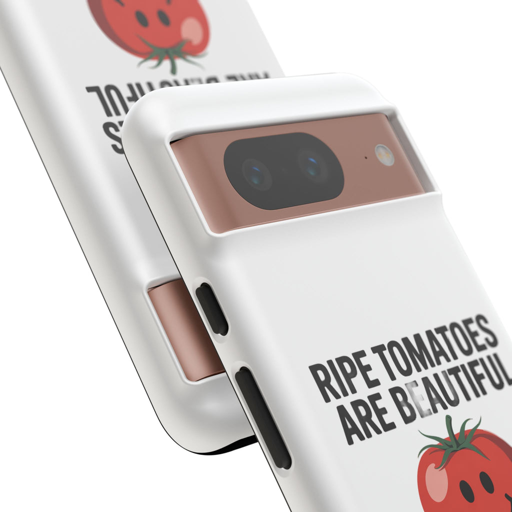 Phone Case — "Ripe Tomatoes Are Beautiful" Audrey Hepburn Quote with Smiling Tomato Graphic
