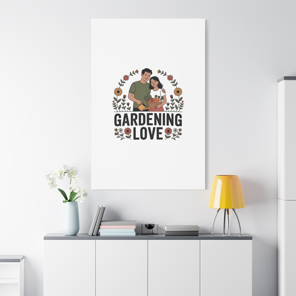 Gardening Love Canvas Print — Couple Gardening Wall Art