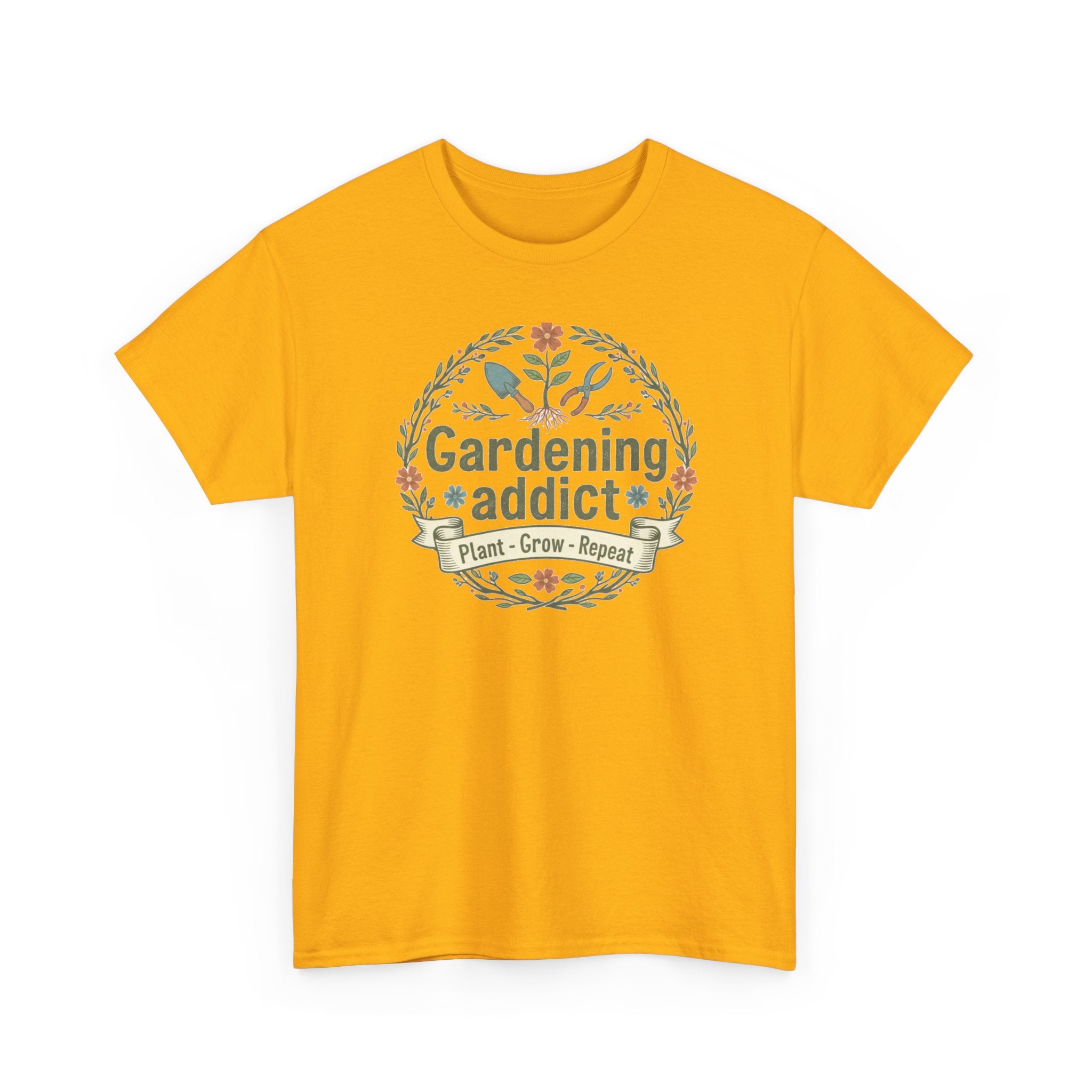 Gardening Addict T-Shirt — Plant Grow Repeat Floral Tee for Gardeners