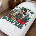 Flower Power Velveteen Plush Blanket – Retro Gardener Floral Throw