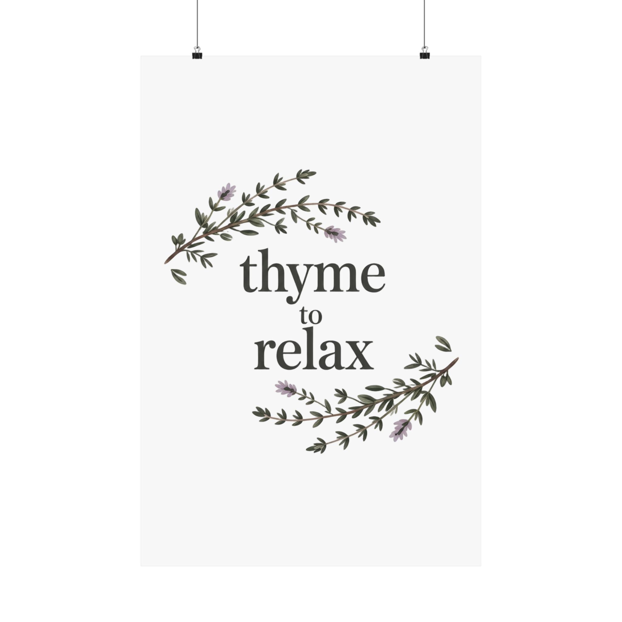 Thyme to Relax Botanical Poster — Calming Kitchen or Spa Wall Art