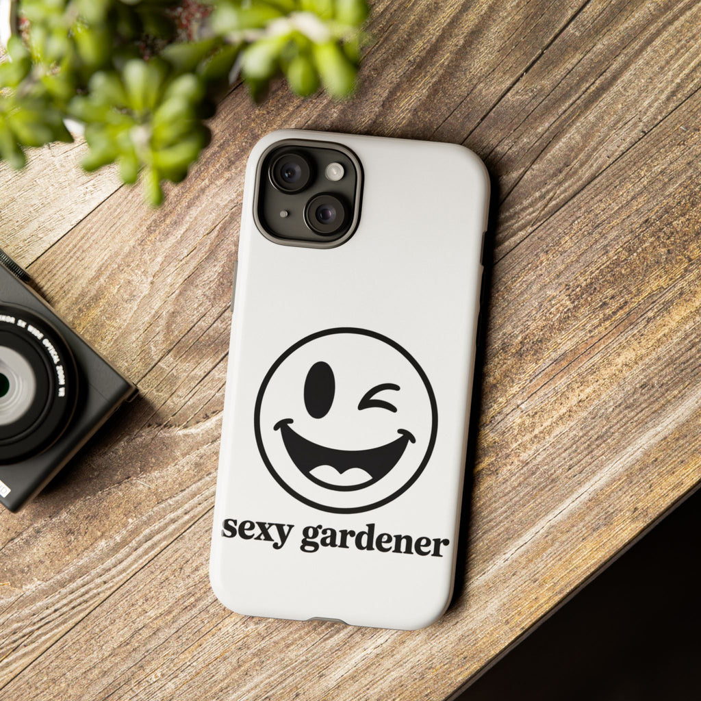 Phone Case — Winking Smiley “sexy gardener” Graphic