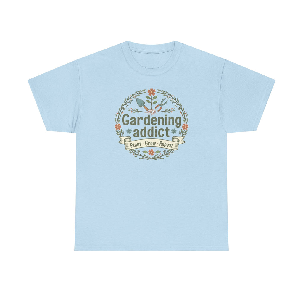 Gardening Addict T-Shirt — Plant Grow Repeat Floral Tee for Gardeners