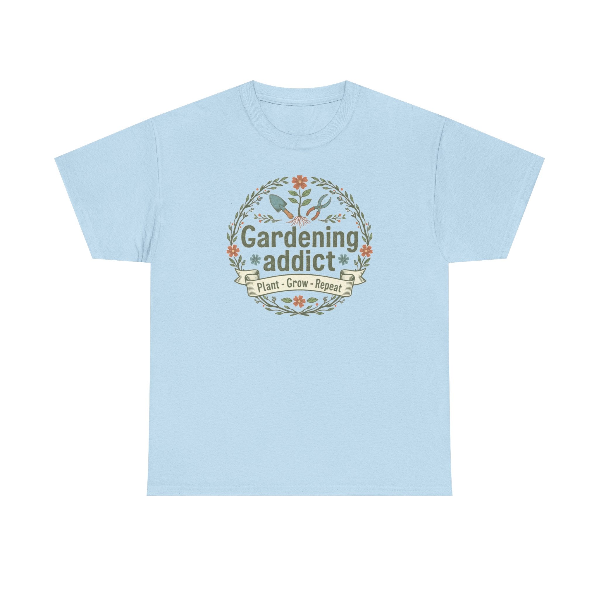 Gardening Addict T-Shirt — Plant Grow Repeat Floral Tee for Gardeners