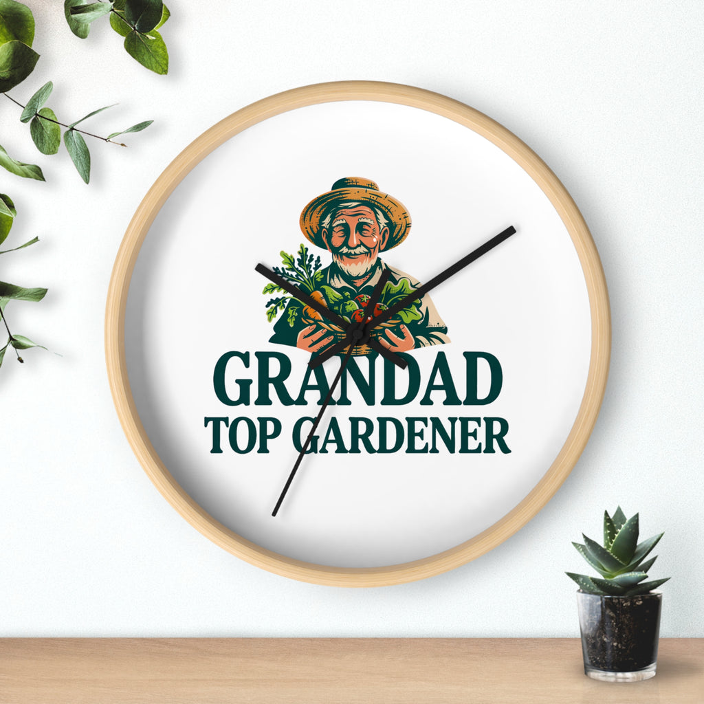 Grandad Top Gardener Wall Clock — Gift for Grandpa, Gardening Lover Decor