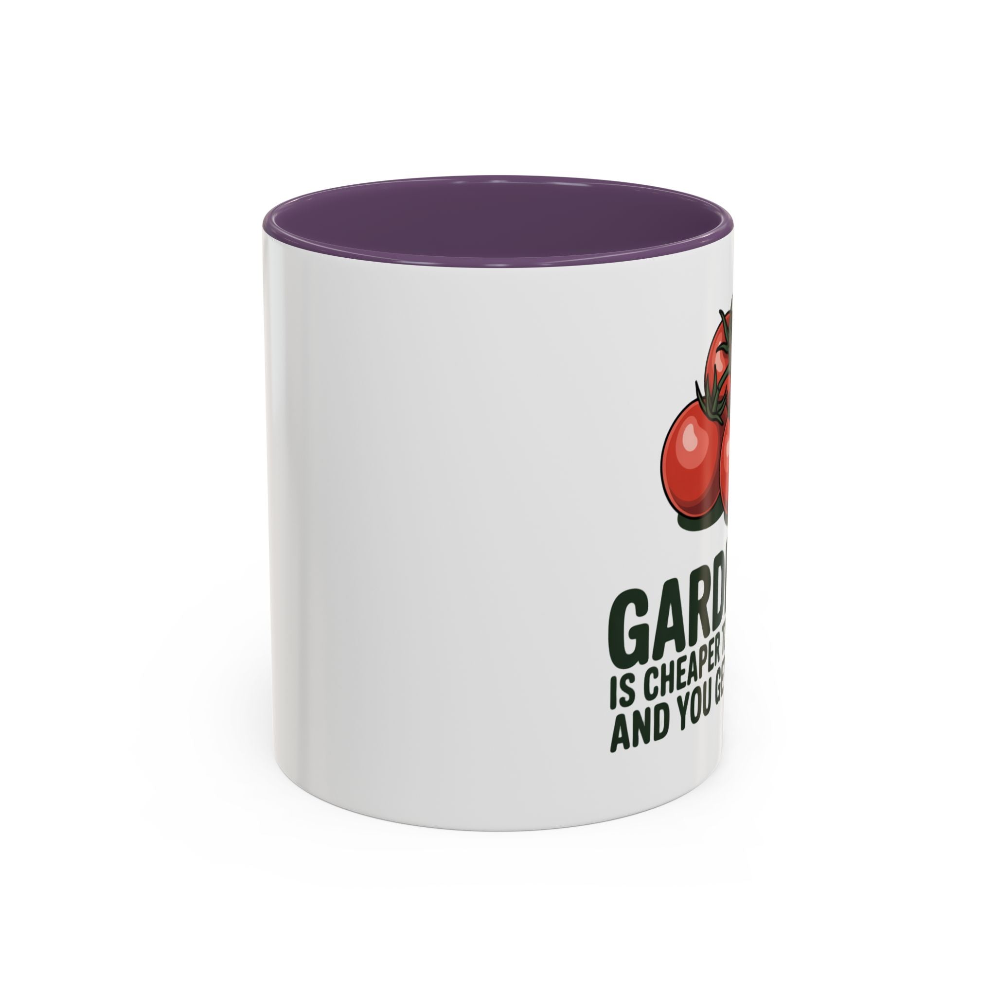 Gardening Coffee Mug – “Gardening Is Cheaper Than Therapy and You Get Tomatoes” Accent Mug