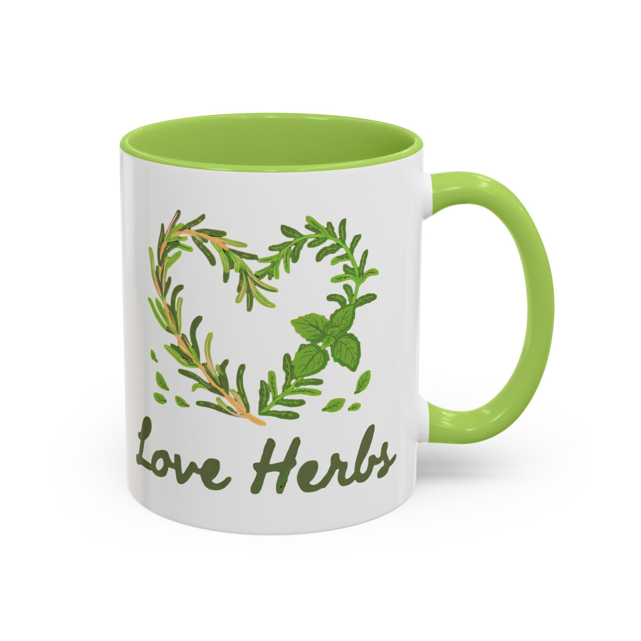 Herb Heart Accent Coffee Mug – “Love Herbs” Botanical Tea & Coffee Cup