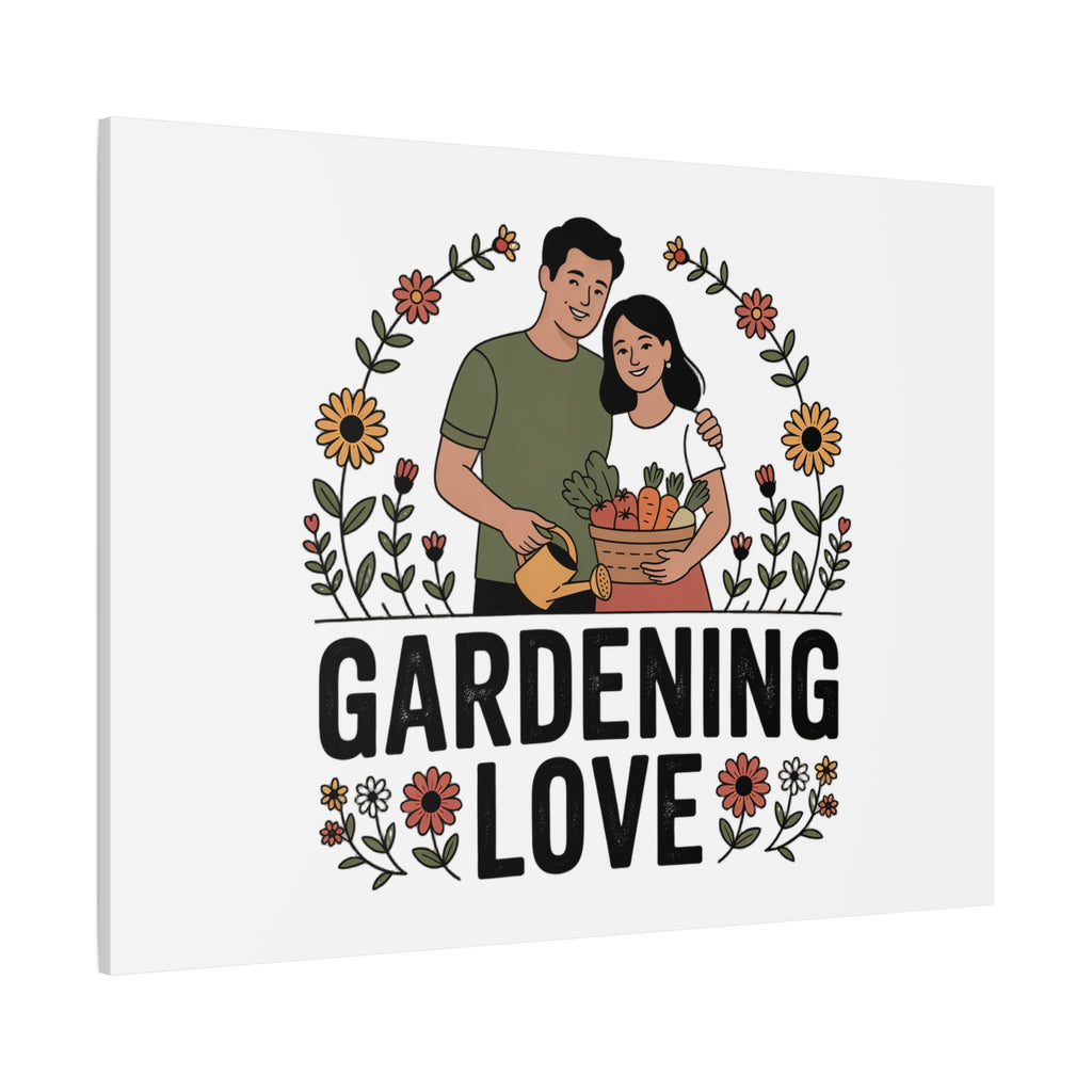 Gardening Love Canvas Print — Couple Gardening Wall Art