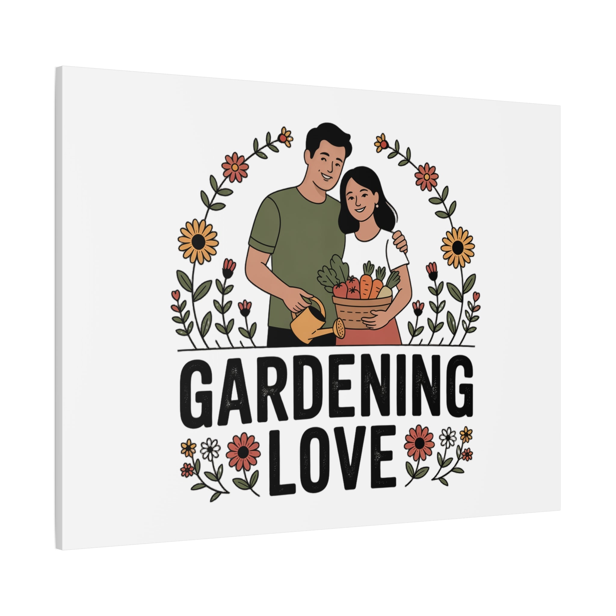 Gardening Love Canvas Print — Couple Gardening Wall Art
