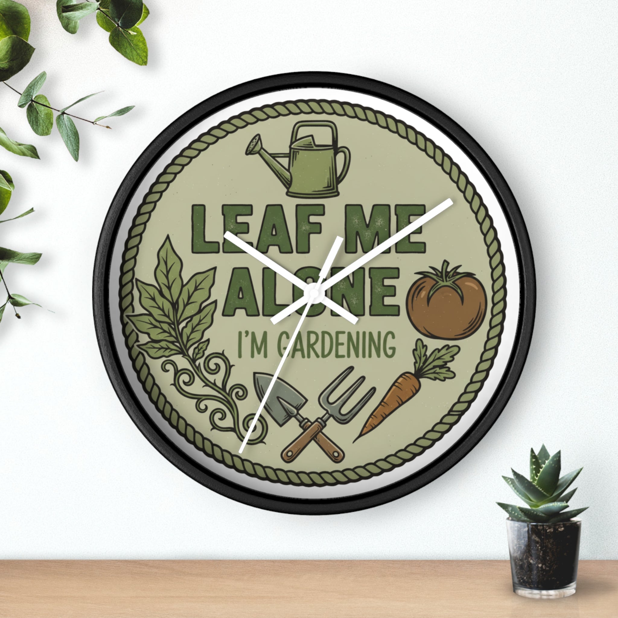 Leaf Me Alone I’m Gardening Wall Clock — Funny Gardener Decorative Clock