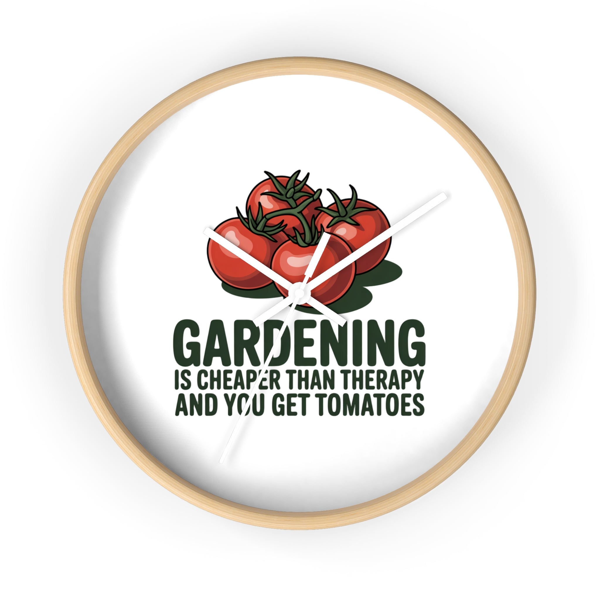 Gardening Wall Clock — "Gardening is Cheaper Than Therapy and You Get Tomatoes" Decorative Clock for Gardeners