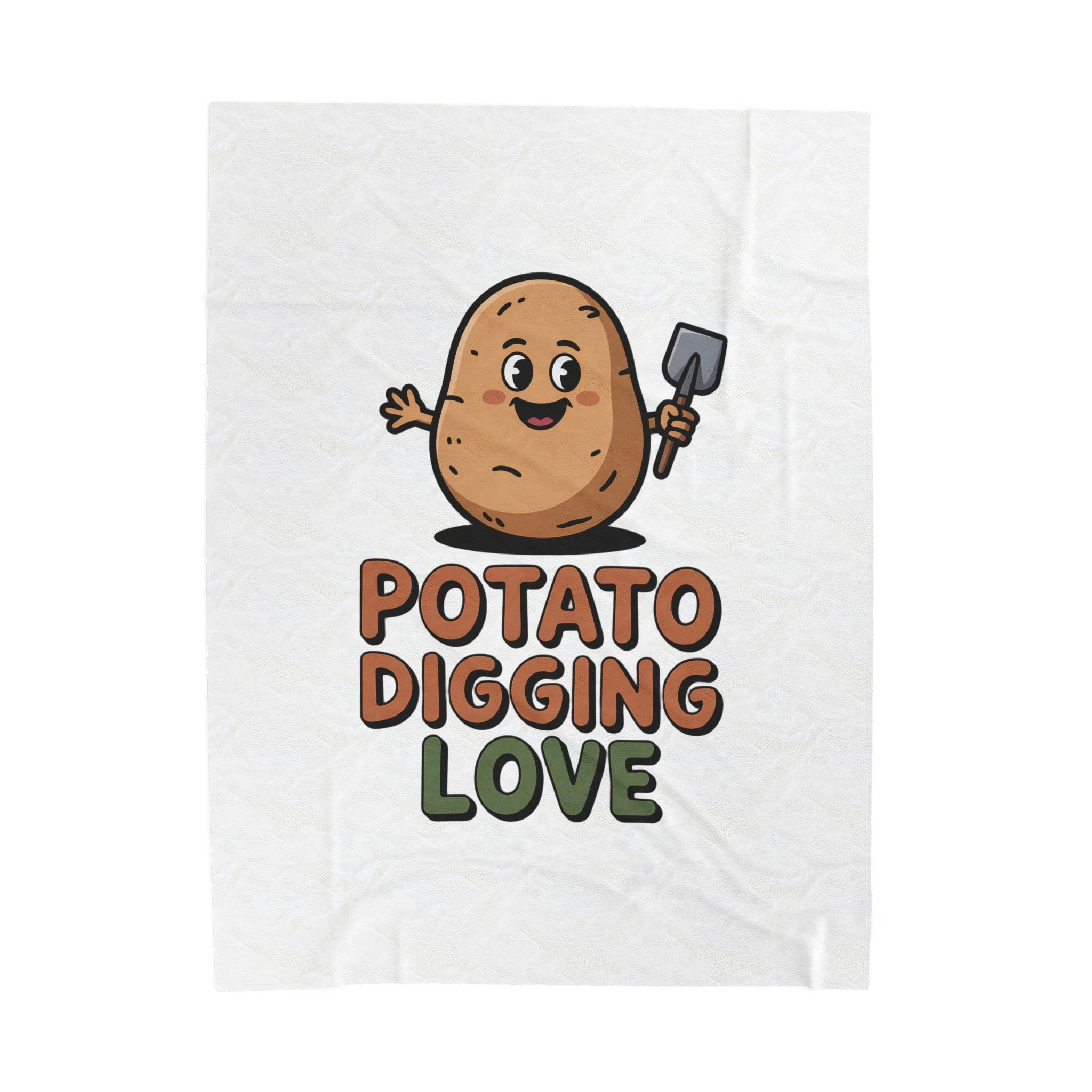 Velveteen Plush Blanket — Cute "Potato Digging Love" Gardening Throw for Plant & Garden Lovers