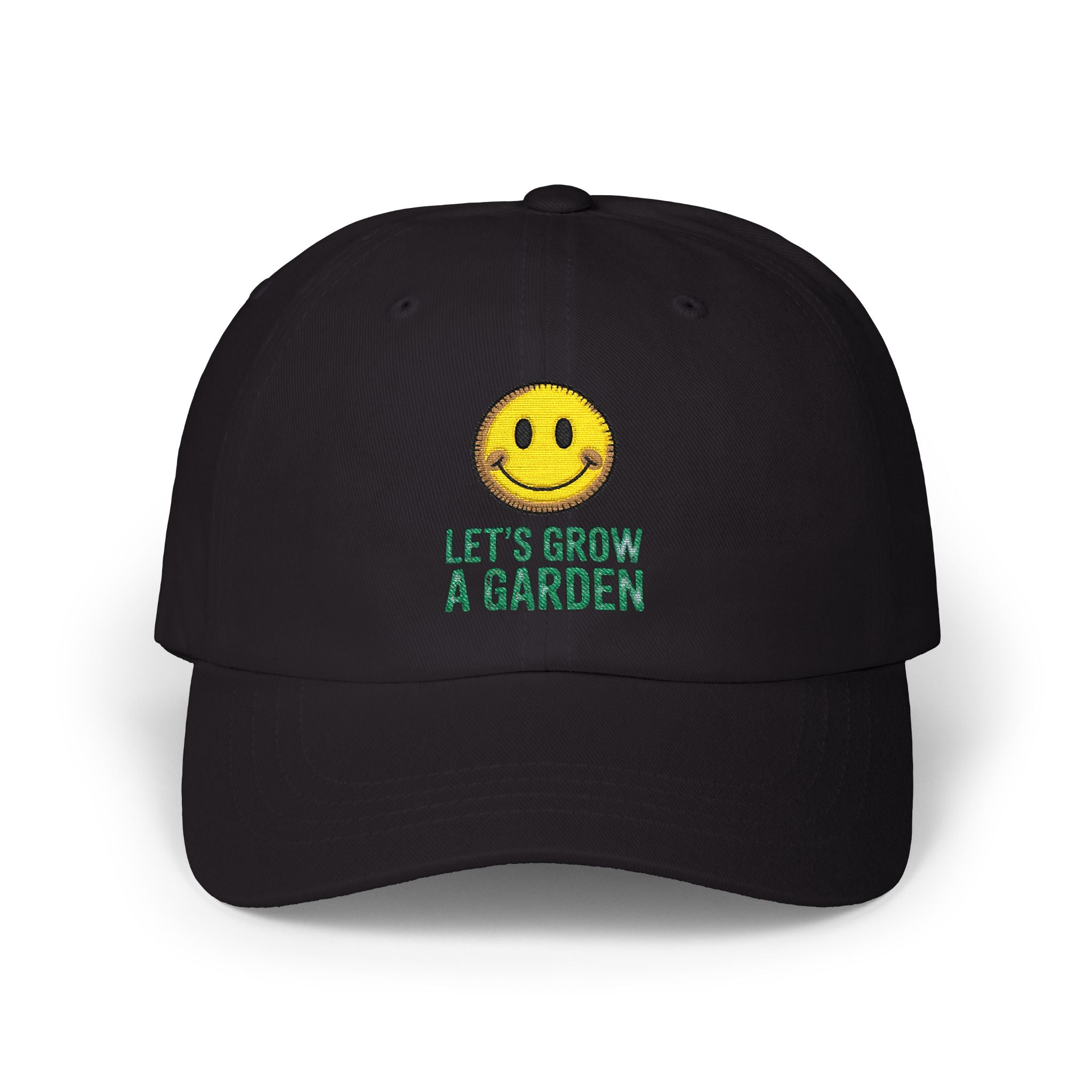 Dad Cap - 'Let’s Grow a Garden' Smiley Embroidered Hat