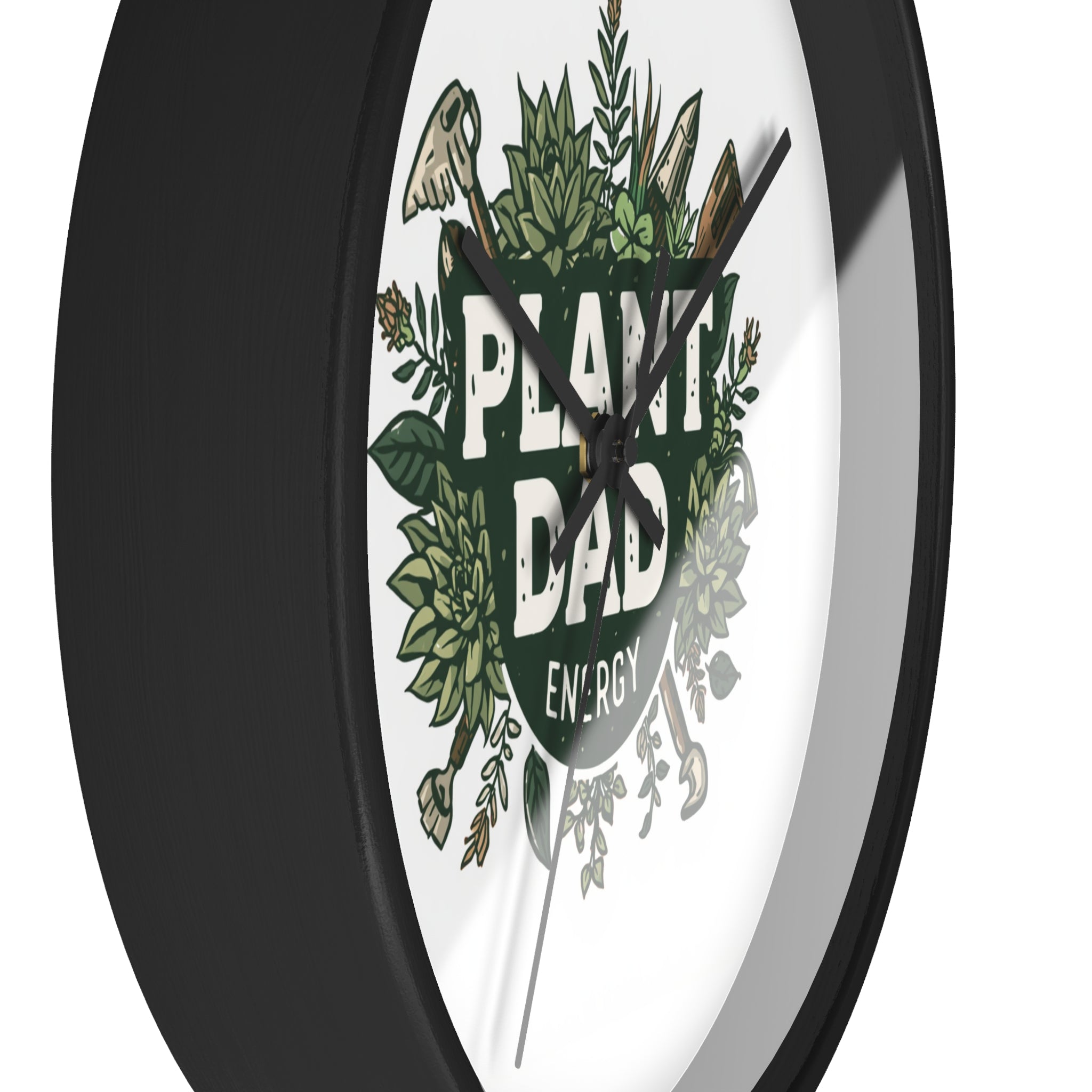 Plant Dad Wall Clock — Botanical "Plant Dad Energy" Decorative Clock for Plant Lovers, Gardeners & Father's Day Gift