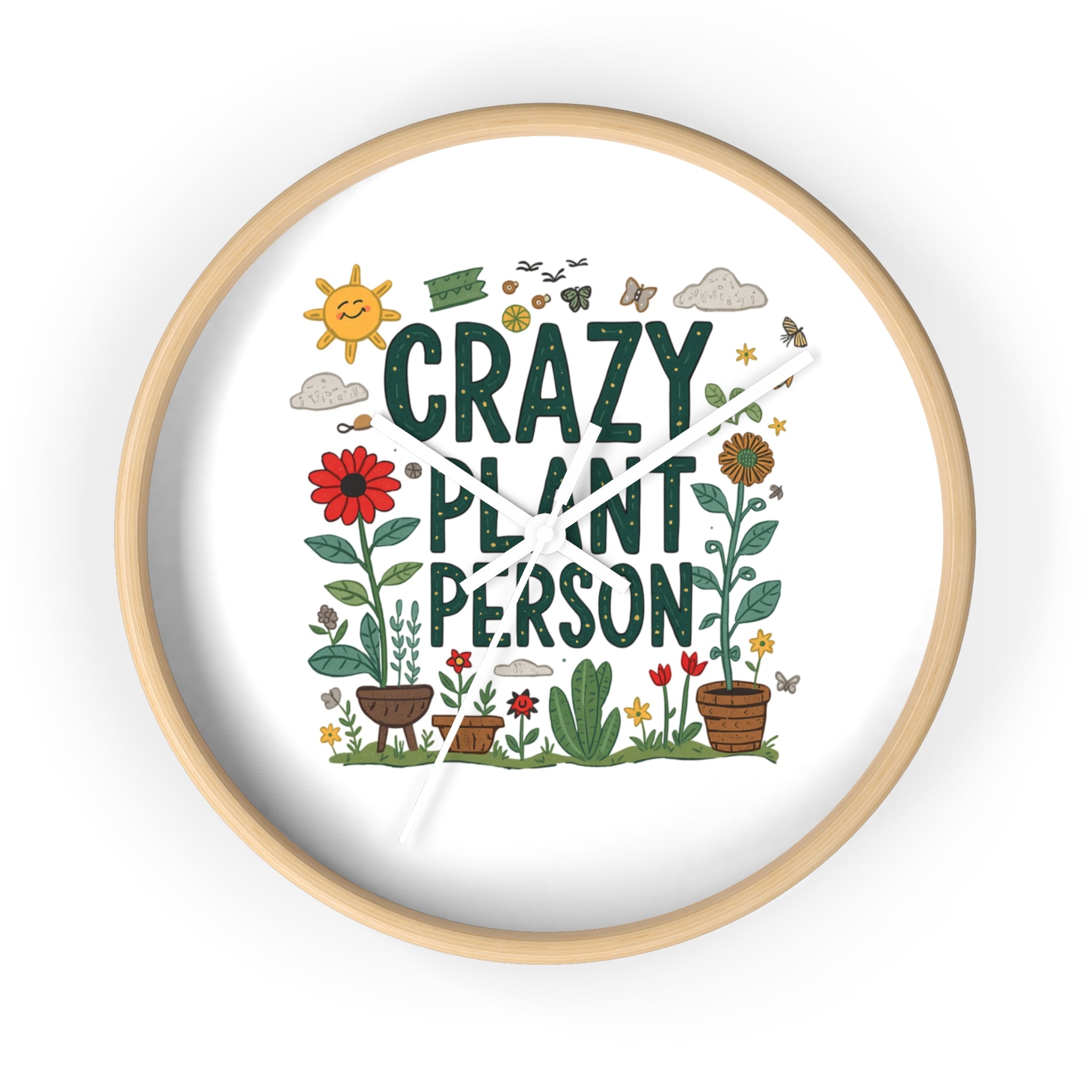 Crazy Plant Person Wall Clock — Botanical Decor Clock for Plant Lovers