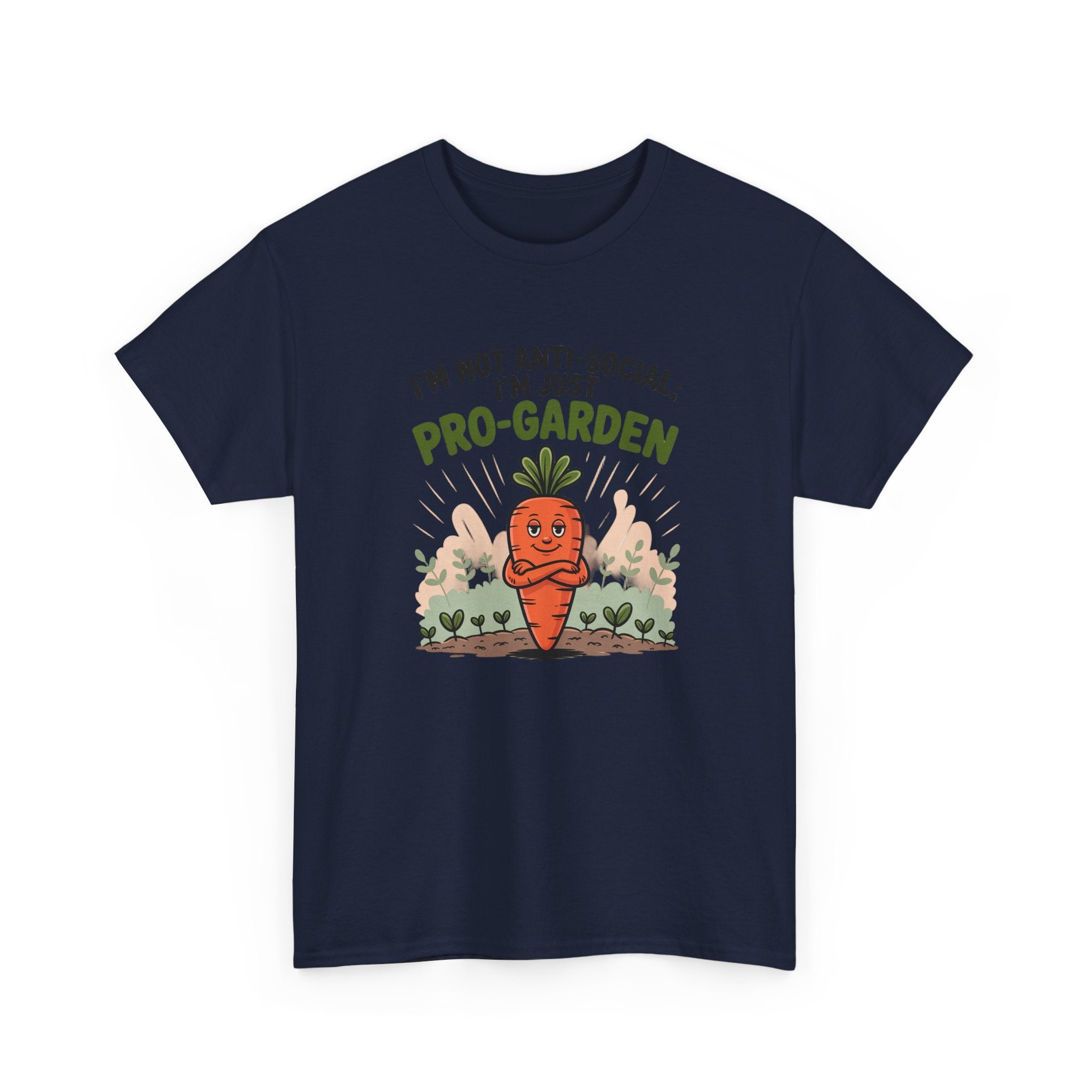 Garden Lover T‑Shirt — "I’m Not Anti-Social, I’m Just Pro-Garden" Cute Carrot Tee