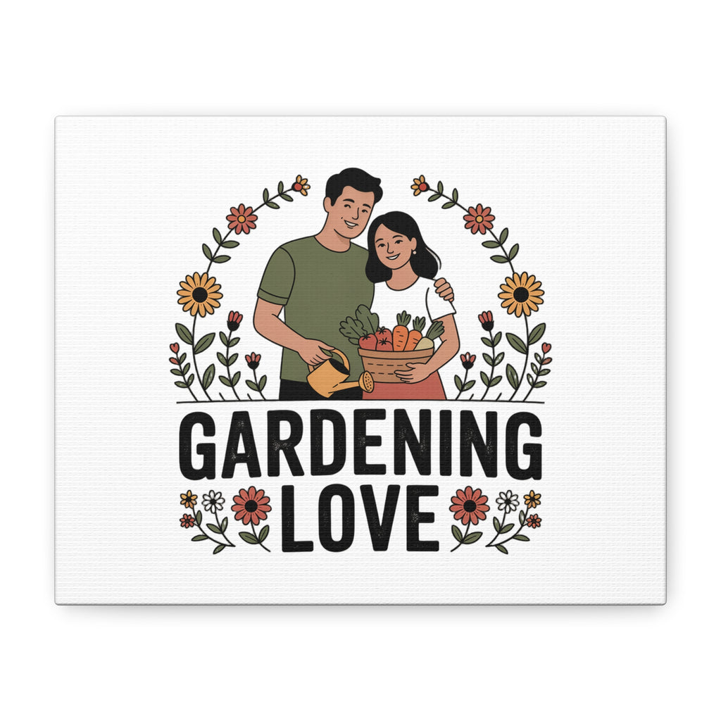 Gardening Love Canvas Print — Couple Gardening Wall Art