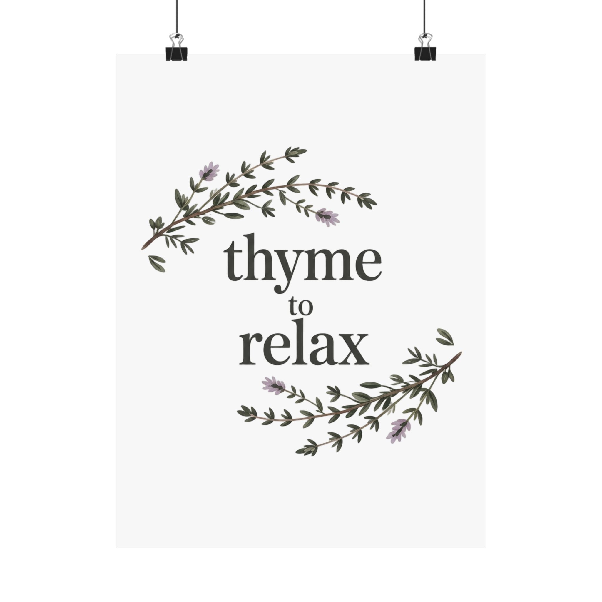 Thyme to Relax Botanical Poster — Calming Kitchen or Spa Wall Art